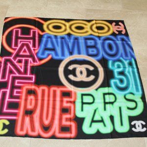 Chanel Neon Silk Scarf
